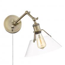 Golden 3306-A1W AB-CLR - Orwell Articulating Wall Sconce in Aged Brass with Clear Glass