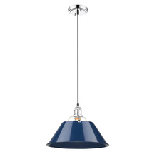 Golden 3306-L CH-NVY - Orwell 14" Wide Large Pendant in Chrome with Matte Navy