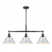 Golden 3306-LP BLK-DB - Orwell 3-Light Linear Pendant in Matte Black with Dusky Blue