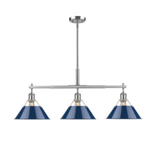 Golden 3306-LP PW-NVY - Orwell 3-Light Linear Pendant in Pewter with Matte Navy