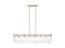 Golden 1768-LP WG-HWG - Ciara 6-Light Linear Pendant in White Gold with Hammered Water Glass