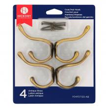 Hickory Hardware V04P27120-AB - Coat Hook Double 5/8 Inch Center to Center (4 Pack)