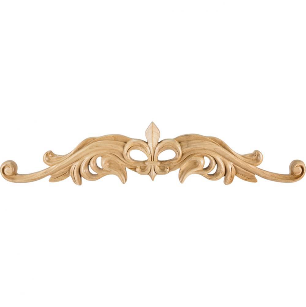 20'' W x 7/8'' D x 4-3/16'' H Rubberwood Hand Carved Fleur-de-lis On