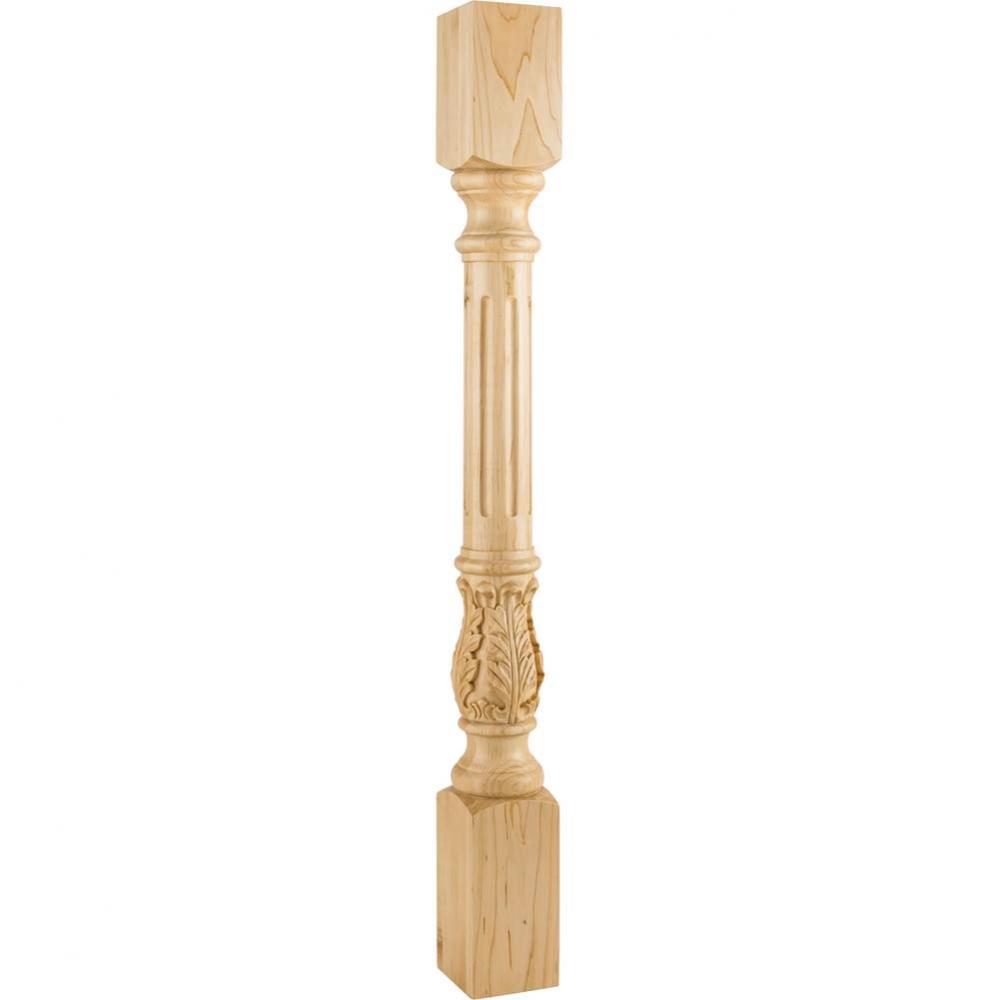 3-1/2'' W x 3-1/2'' D x 35-1/2'' H Hard Maple Fluted Acanthus Post