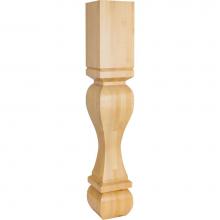 Hardware Resources P13-MP - 6'' W x 6'' D x 35-1/2'' H Hard Maple Footed Square Post