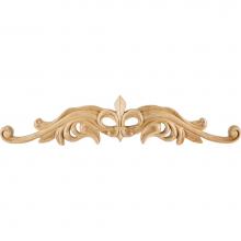 Hardware Resources ONL-08-20RW - 20'' W x 7/8'' D x 4-3/16'' H Rubberwood Hand Carved Fleur-de-lis On