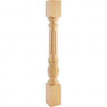 Hardware Resources P23MP - 4'' W x 4'' D x 35-1/2'' H Maple Fluted Acanthus Post