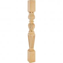 Hardware Resources P29-3.5-RW - 3-1/2'' W x 3-1/2'' D x 35-1/2'' H Rubberwood Fluted Acanthus Post