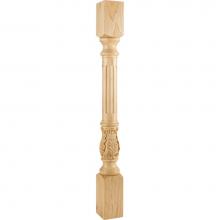 Hardware Resources P23-3.5-HMP - 3-1/2'' W x 3-1/2'' D x 35-1/2'' H Hard Maple Fluted Acanthus Post